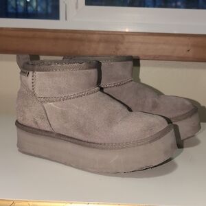 BearPaw Taupe Suede Ankle Boots